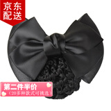 倾欣女士职业头花盘发网兜护士空姐银行物业酒店前台发夹蝴蝶结发套 纯黑款1个装