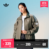 adidas情侣款复古风梭织立领夹克外套男女秋季阿迪达斯官方三叶草   岩层橄榄绿   L