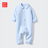优衣库婴幼儿宝宝压线连体衣长袖爬爬服婴儿衣服478819 60 浅蓝色 60cm