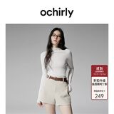 欧时力OCHIRLY 可机洗特级100%美丽诺羊毛针织衫女无缝一体高级感毛衣 米白 M