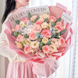 百花馆鲜花速递玫瑰花束生日礼物女士真花礼品送女友老婆同城配送当日达 【诗意花园】11朵艾莎+桔梗+蓝星花|dyi10