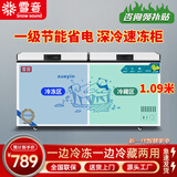 雪音冰柜减霜大容量卧式冷柜家用商用冷藏冷冻单温双温一级节能雪柜厨房囤货冰箱 528双温【双箱两用】长1.09米