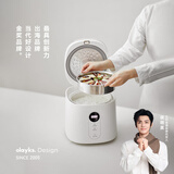 olayks立时畅销日韩电饭煲家用多功能3升低糖小型电饭锅3一4一5人 【不锈钢蒸笼】陶白 3L