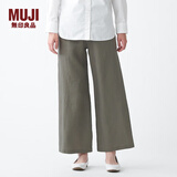 无印良品 MUJI 女式 法国亚麻 直筒裤 402825 BEG01C1S 烟熏绿色 M
