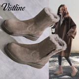 Vistline 雪地靴女加厚大棉鞋女加绒保暖抗寒休闲女鞋厚底耐磨防滑鞋子女 1997棕色 （尺码偏小） 37