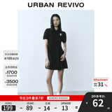 UR2025春季新款女装立体花朵收腰Polo领短袖连衣裙UYY750054 正黑 S