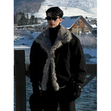 牧唯麂皮座山雕棉服男士2025秋冬新款高品质加厚保暖夹棉袄衣美式外套 黑色【高品质】 L [建议110-130斤]