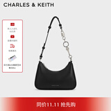 CHARLES&KEITH钥匙锁链条单肩手提腋下包斜挎女包送女友生日礼物CK2-20271269 Noir黑色 S