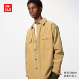 优衣库男装女装灯芯绒工装衬衫长袖衬衣休闲复古25秋冬新款480295 31 米色 L