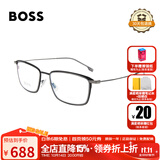 BOSS男女款黑色钛镜框银色镜腿光学眼镜架眼镜框 1197 RZZ 56MM