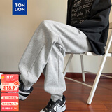 唐狮裤子男秋季新款衣多穿休闲男宽松潮流运动针织束脚裤男士 浅麻灰/加绒款 S