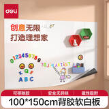 得力100*150cm家用软铁磁性可吸附自粘白板贴可擦写墙贴/写字板/画板 涂鸦墙纸儿童小黑板贴背胶50008
