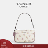蔻驰（COACH）奥莱女包经典标志老花NOLITA 19号手袋麻将包腋下单肩包手提包 银色硬件/白垩彩