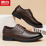 回力(Warrior)商务休闲男鞋百搭鞋子男英伦正装皮鞋男2413 深棕色 40