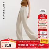 朗姿高级感直筒阔腿裤子气质正装裤子夏季新款职业西装裤长裤 白绒色 M