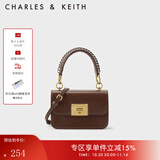 CHARLES&KEITH复古编织拎手提包斜挎包单肩包包女包生日礼物CK2-50781528 Chocolate巧克力色 S