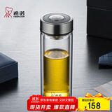 希诺（HEENOOR）双层玻璃杯高档商务办公车载水杯男家用透明泡茶杯子 345mL