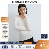 UR秋季新款女装简约基础百搭休闲修身V领针织衫UWB940008 象牙白 S