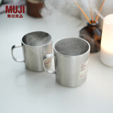 无印良品（MUJI）不锈钢双层马克杯 咖啡杯 办公室水杯杯子保温保冷 银色 490ml