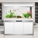 汉霸超白玻璃鱼缸 生态底滤循环系统 鱼缸客厅 家用智能懒人 水族箱 银+白 靠墙款1.16米长x40cm宽x75cm+80cm