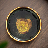 不拙陶瓷功夫单杯喝茶杯主人杯高档个人专用泡茶文创鎏金菩提叶建盏杯