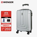 威戈（WENGER）瑞士军刀行李箱20英寸拉杆箱登机箱万向轮商务旅行箱密码箱银色