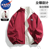 NASA MARVEL夹克男外套春秋季本命年立领双面穿宽松休闲上衣 红色 L
