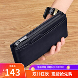 WILLIAMPOLO情人节礼物保罗钱包男士长款纯牛皮大容量卡包男多卡位驾驶证 复古蓝灰色