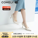 康莉（COMELY）单鞋女春季细跟尖头高跟羊皮软舒适底简约职业工作鞋 米白色 38 
