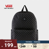 VANS范斯官方 情侣背包双肩包黑灰棋盘格帅气拼色书包 黑色/炭灰色 均码