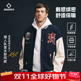 准者棒球服夹克外套男装2025秋冬新款美式复古PU皮袖休闲宽松运动开衫 902藏青色 2025新款 XL