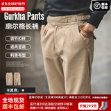 马登工装美式复古廓尔格长裤高腰直筒那不勒斯西裤卡其休闲裤子男秋 卡其色 S