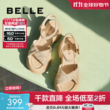 百丽（Belle）满钻条带繁星休闲凉鞋女商场款厚底凉鞋A9S2DBL4预售 杏色 38 (240mm)