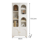 班地亚 【包安装】书柜带玻璃门手办展示柜轻奢柜子置物柜实木落地书架 60矮款奶油白