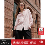 范思蓝恩藤蔓玫瑰 设计感V领衬衫女2024秋装新款韩版气质衬衣上衣 粉色 L