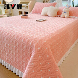 雅鹿A类牛奶绒夹棉床盖秋冬加厚保暖床单200x230cm隔脏防尘家用三件套 小爱心粉【柔软舒适 锁温蓄热】 200*230cm【单床盖】