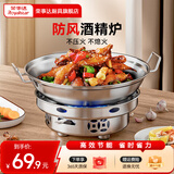 荣事达（Royalstar）不锈钢酒精炉圆形火锅炉家用固体酒精锅干锅小火锅专用锅户外便携 干锅无盖+酒精炉 26cm