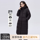艾莱依鹅绒服女款U型枕长款连帽加厚保暖冬外套 炭黑L