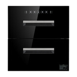 YueYingHua日本樱花消毒柜家用嵌入式大容量高温紫外线消毒烘干臭氧保洁存储碗柜304不锈钢碗架 120升两层黑色款