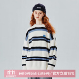 PSO Brand情侣装针织衫男可爱小狗撞色条纹仿马海毛毛衣女秋冬季打底衫 象牙白 White M