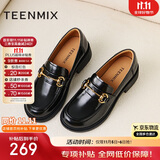 天美意乐福鞋女鞋子商场同款女皮鞋2025新款