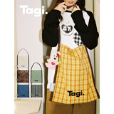 Tagi.边边帆布袋大容量通勤包秋冬单肩包复古手提包生日礼物-想象豹纹 