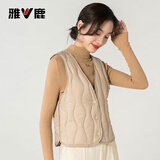 雅鹿2025冬季新款轻薄羽绒马甲女背心内胆保暖短款修身内穿贴身马夹 燕麦色 3XL