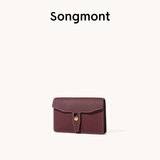 Songmont山下有松循迹系列钱包设计师款皮夹短款卡包夹礼物男女零钱包 古刹红 现货