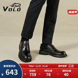 VOLO犀牛男鞋大头鞋冬季厚底增高商务正装皮鞋休闲鞋 黑色 39