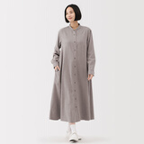 无印良品（MUJI）女式 法兰绒 立领长袖连衣裙女装裙子纯棉连身裙25年秋季 米色 M (160/84A)