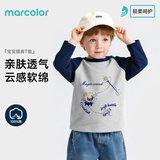 马卡乐纯棉婴幼儿男童保暖长袖T恤小童透气插肩上衣 梦幻魔具藏青 120