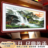 迅典国画山水画鸿运当头挂画客厅装饰画办公室字画风水画沙发背景墙画 H款【旭日东升】 实木带框123*63CM(有机玻璃）