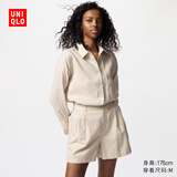 优衣库女装麻棉短裤/休闲裤子473696 31 米色 S /155/62A