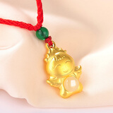 蒂蔻（Tico）守护天使金镶玉吊坠项链宝宝款镶嵌和田玉挂坠周岁礼物送婴儿